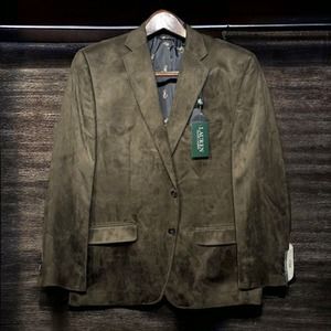 Lauren Ralph Lauren Mens Linley Faux Suede Sport Coat Size 42R Two Button Blazer